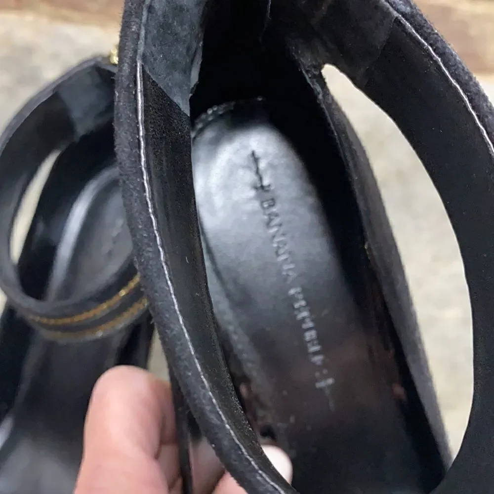 Banana Republic Black Suede Gayle Zip Ankle Heels Size 9